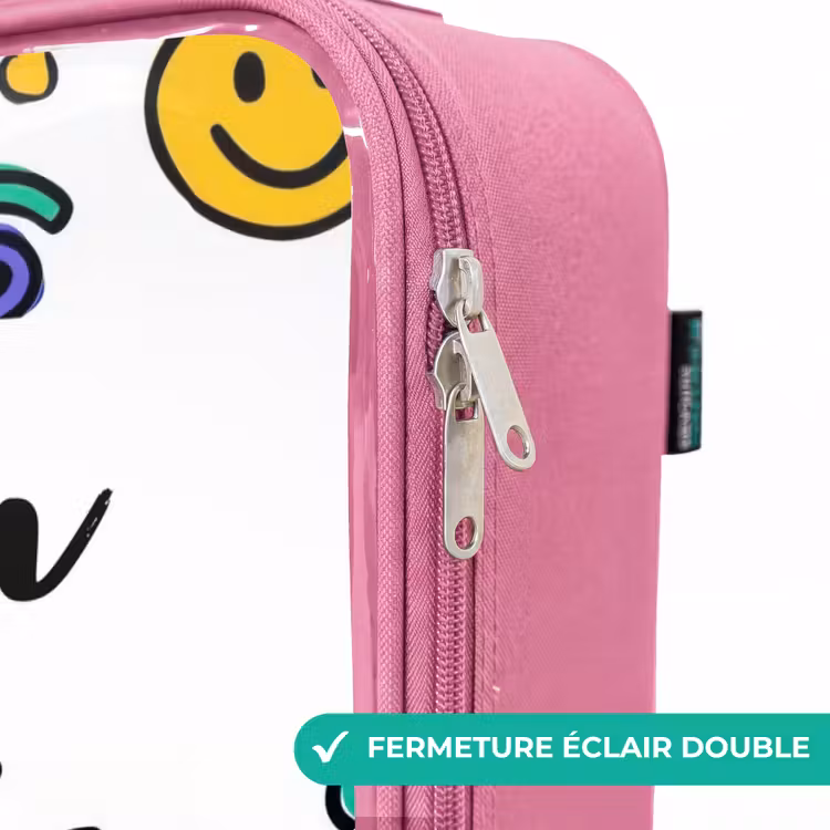 Valise enfant avec nom - Rose - Smiley - Coeur - Étoile — 7