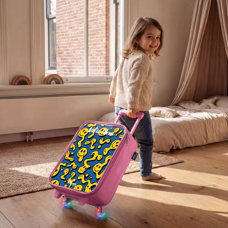 Valise enfant avec nom - Rose - Smiley - Jaune - Bleu — 2