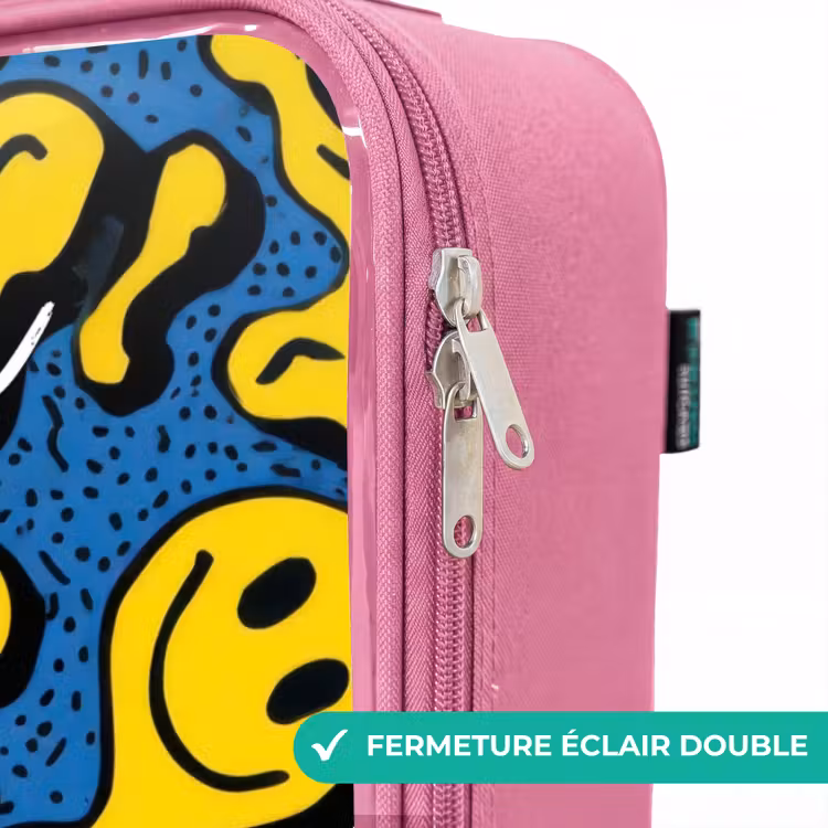 Valise enfant avec nom - Rose - Smiley - Jaune - Bleu — 7