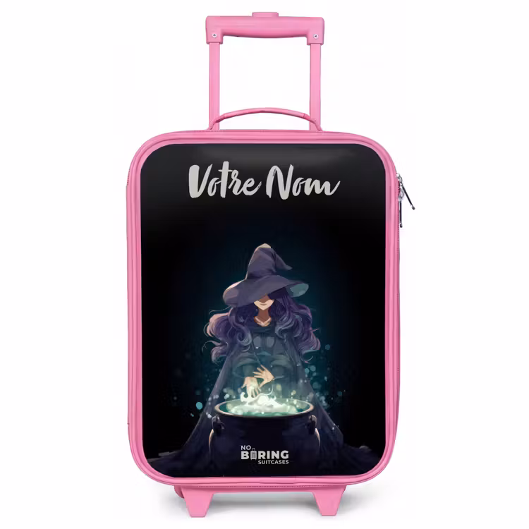Valise enfant avec nom - Rose - Sorcière - Chaudron - Magie — 1