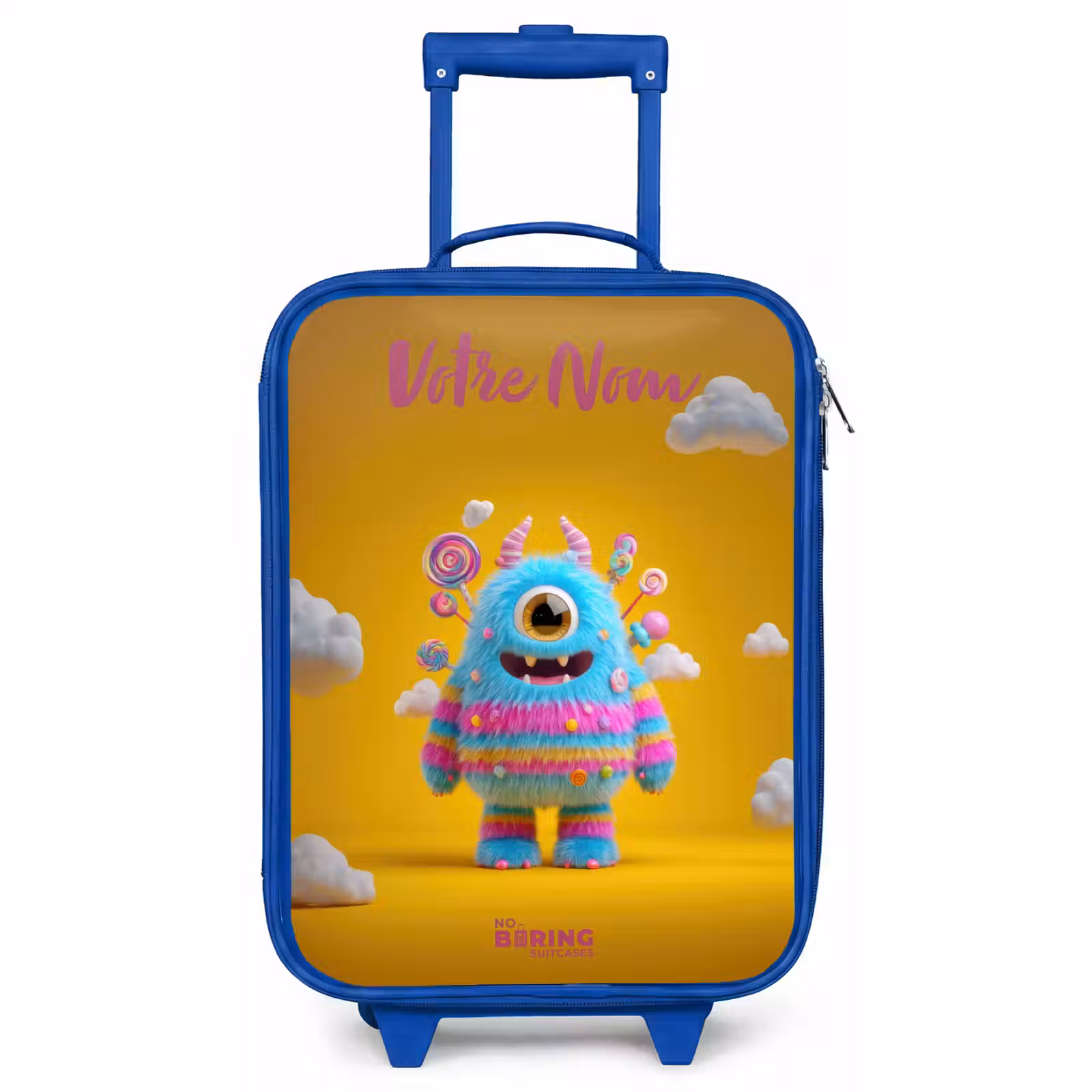 Valise enfant avec nom - Bleu - Bonbons - Monstre - Arc-en-ciel — 1