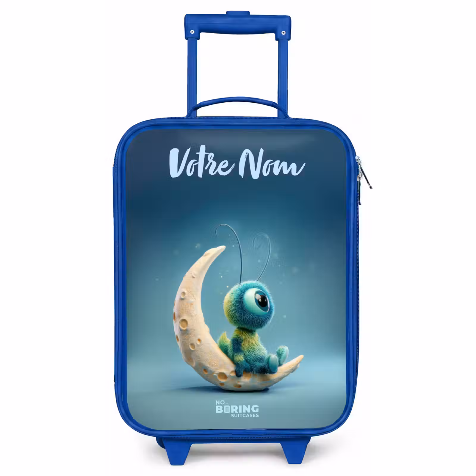 Valise enfant avec nom - Bleu - Créature rêveuse sur la lune — 1