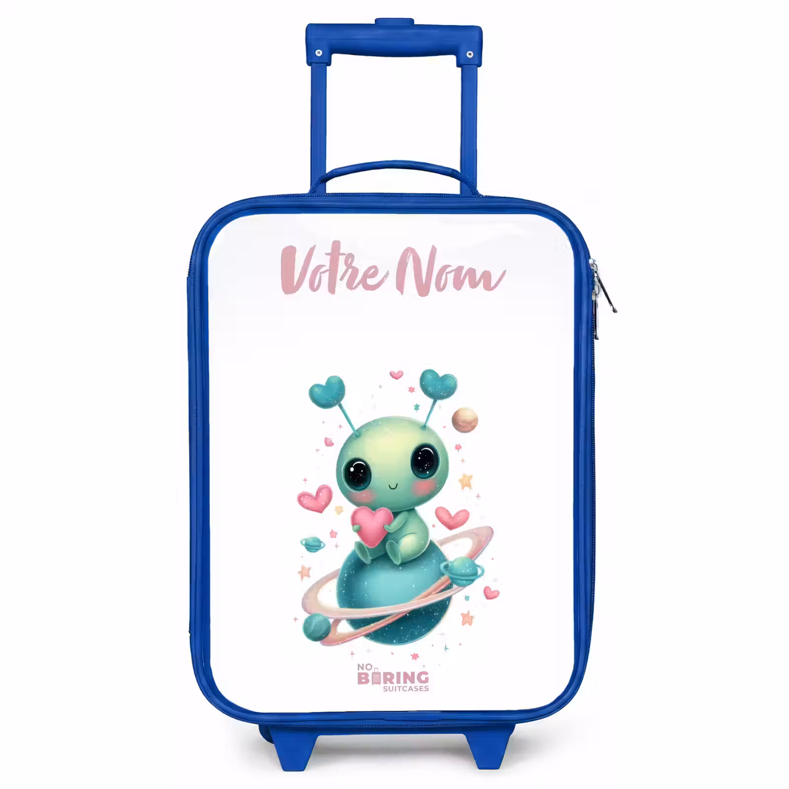 Valise enfant avec nom - Bleu - Doux petit extraterrestre avec du cœur — 1