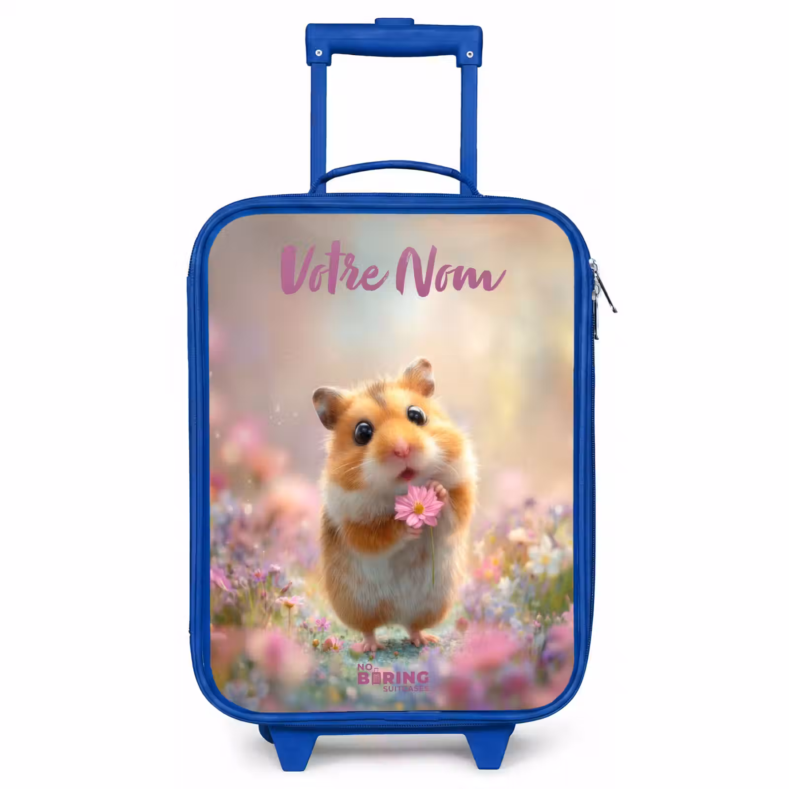 Valise enfant avec nom - Bleu - Hamster - Fleur - Nature - Animal — 1