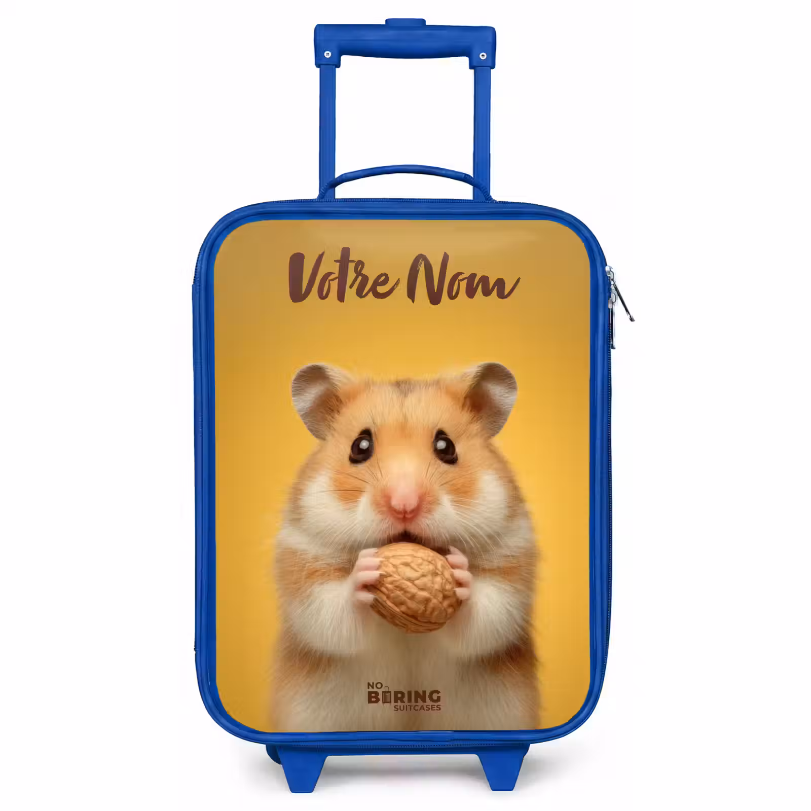 Valise enfant avec nom - Bleu - Hamster - Noyer - Animal — 1