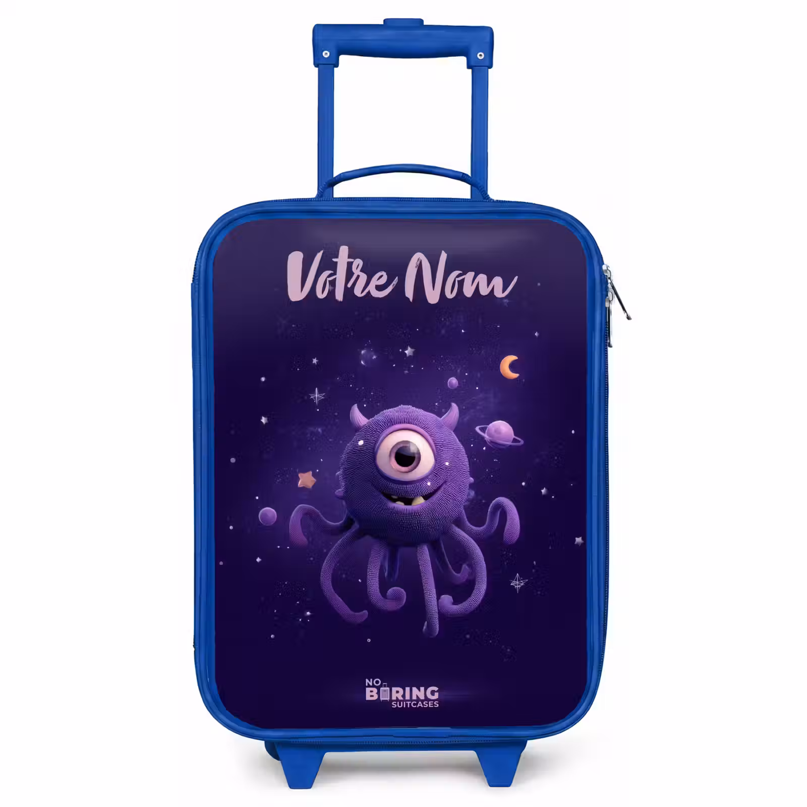 Valise enfant avec nom - Bleu - Monstre cosmique à tentacules — 1
