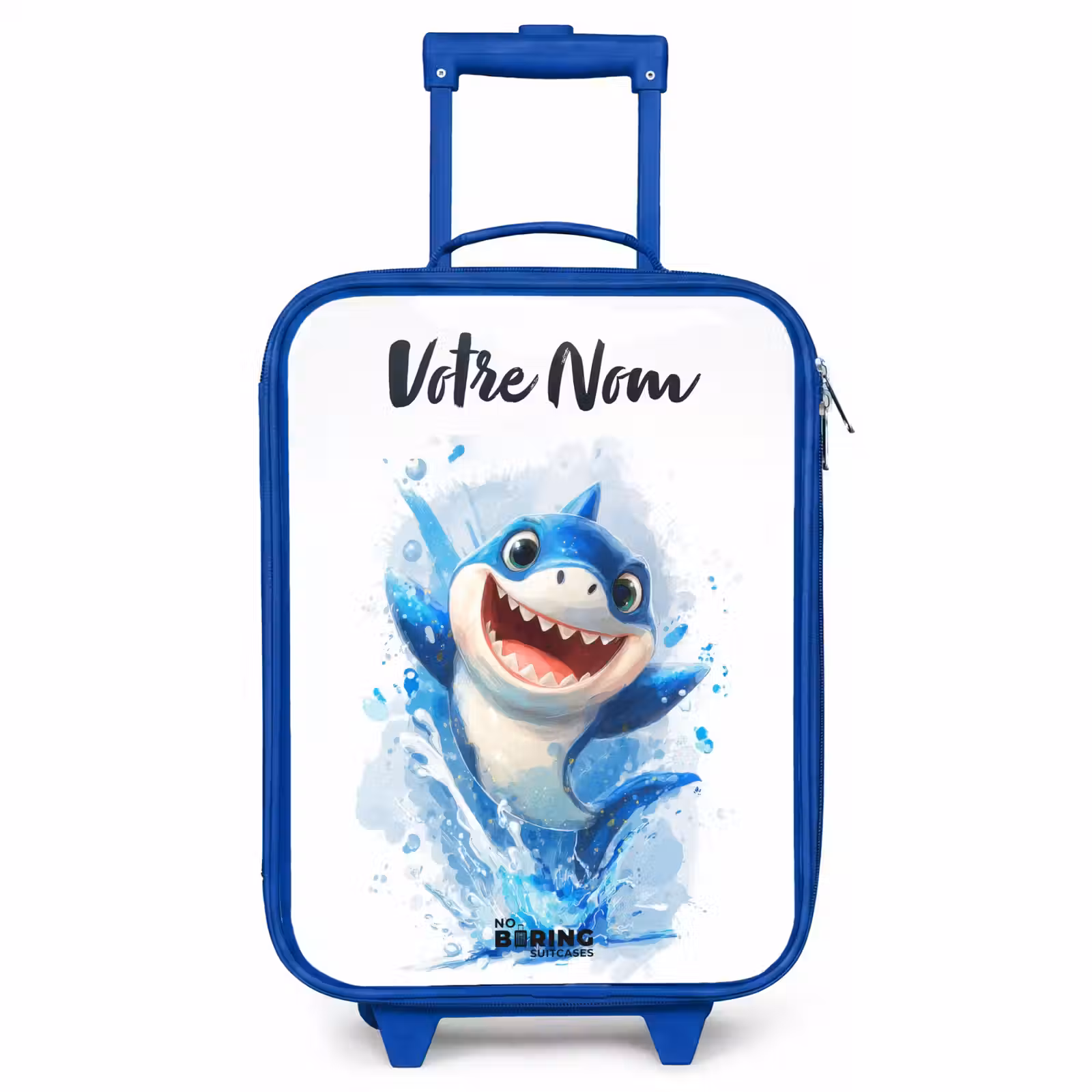 Valise enfant avec nom - Bleu - Requin - Dents - Eau — 1