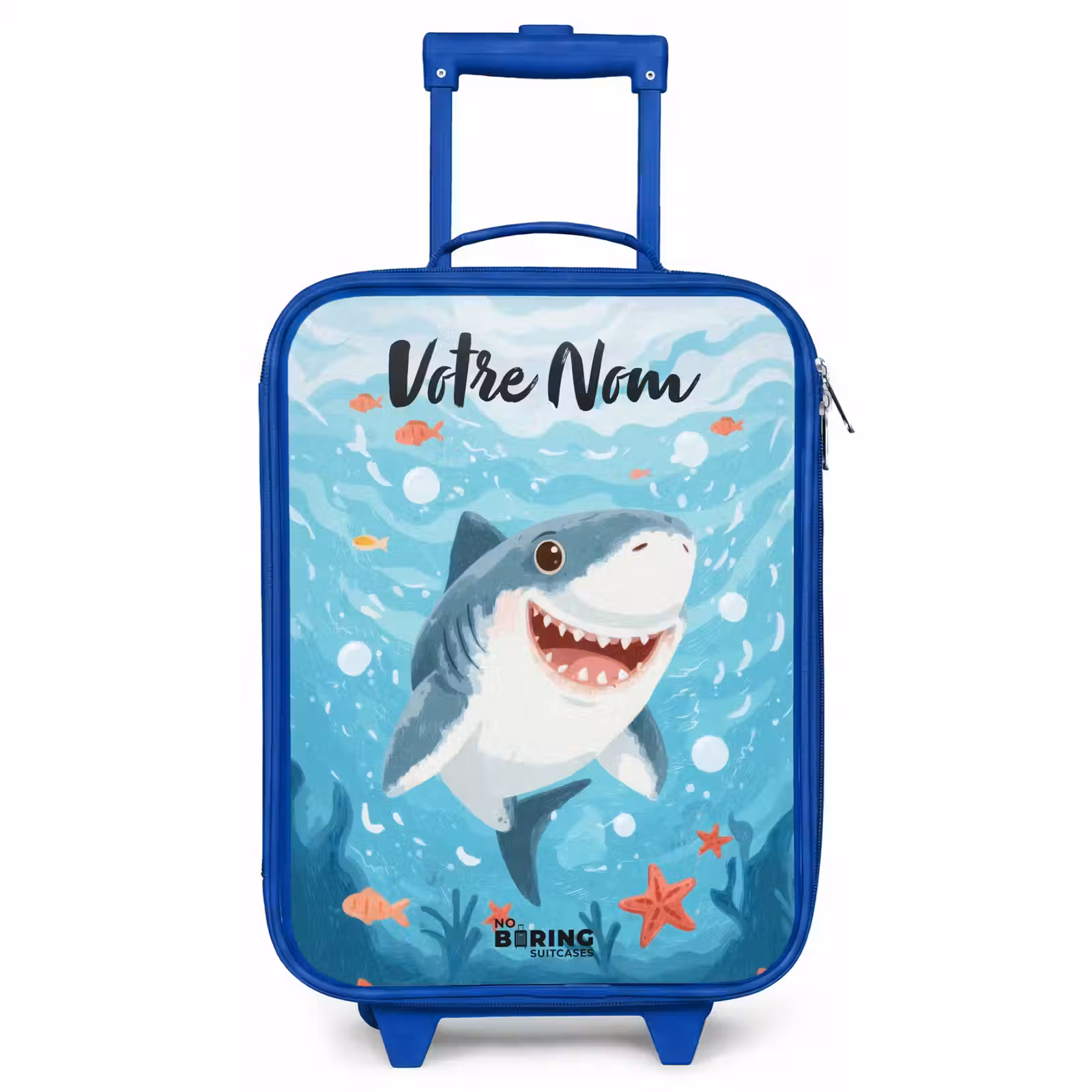 Valise enfant avec nom - Bleu - Requin - Eau - Mer — 1