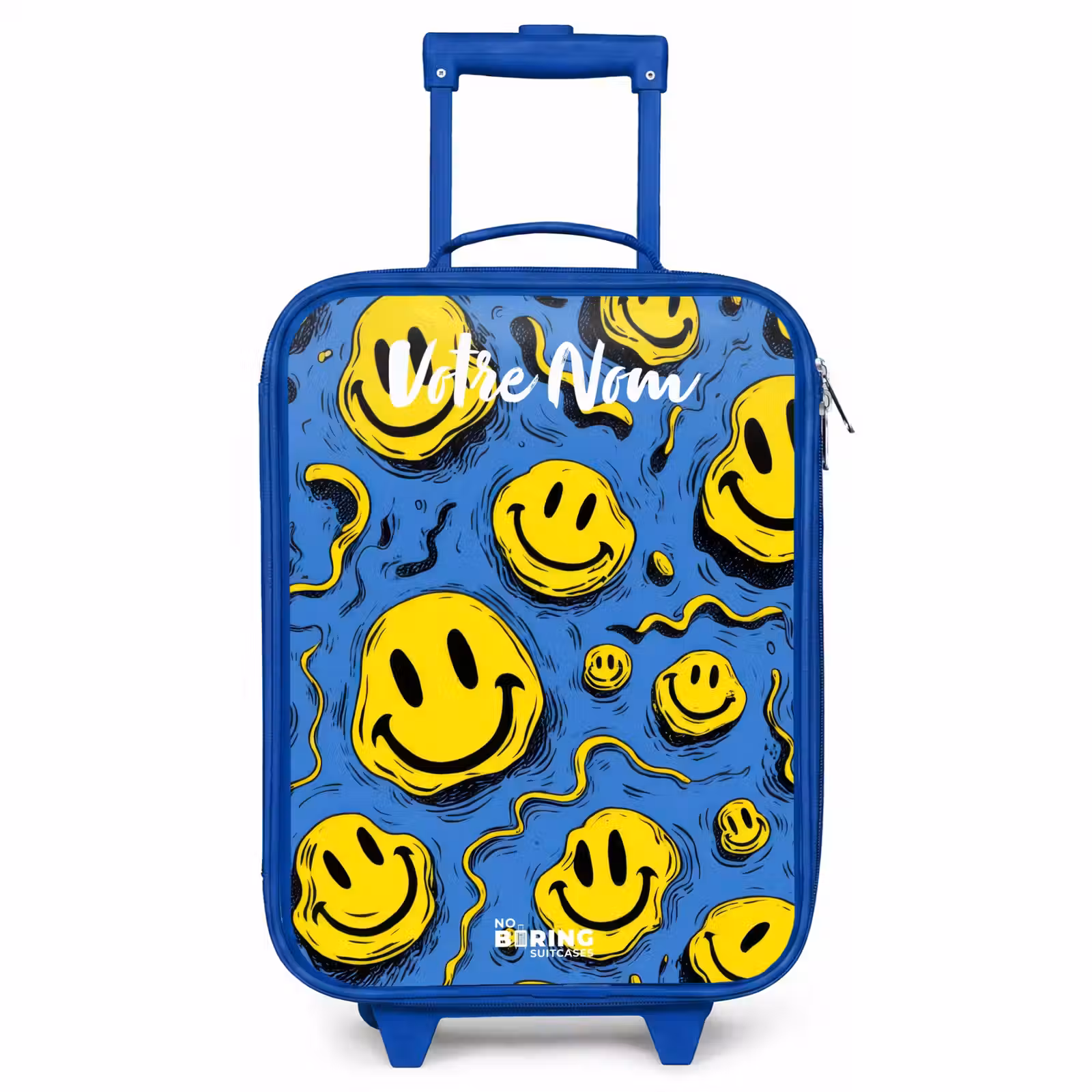 Valise enfant avec nom - Bleu - Smiley - Bleu - Jaune — 1