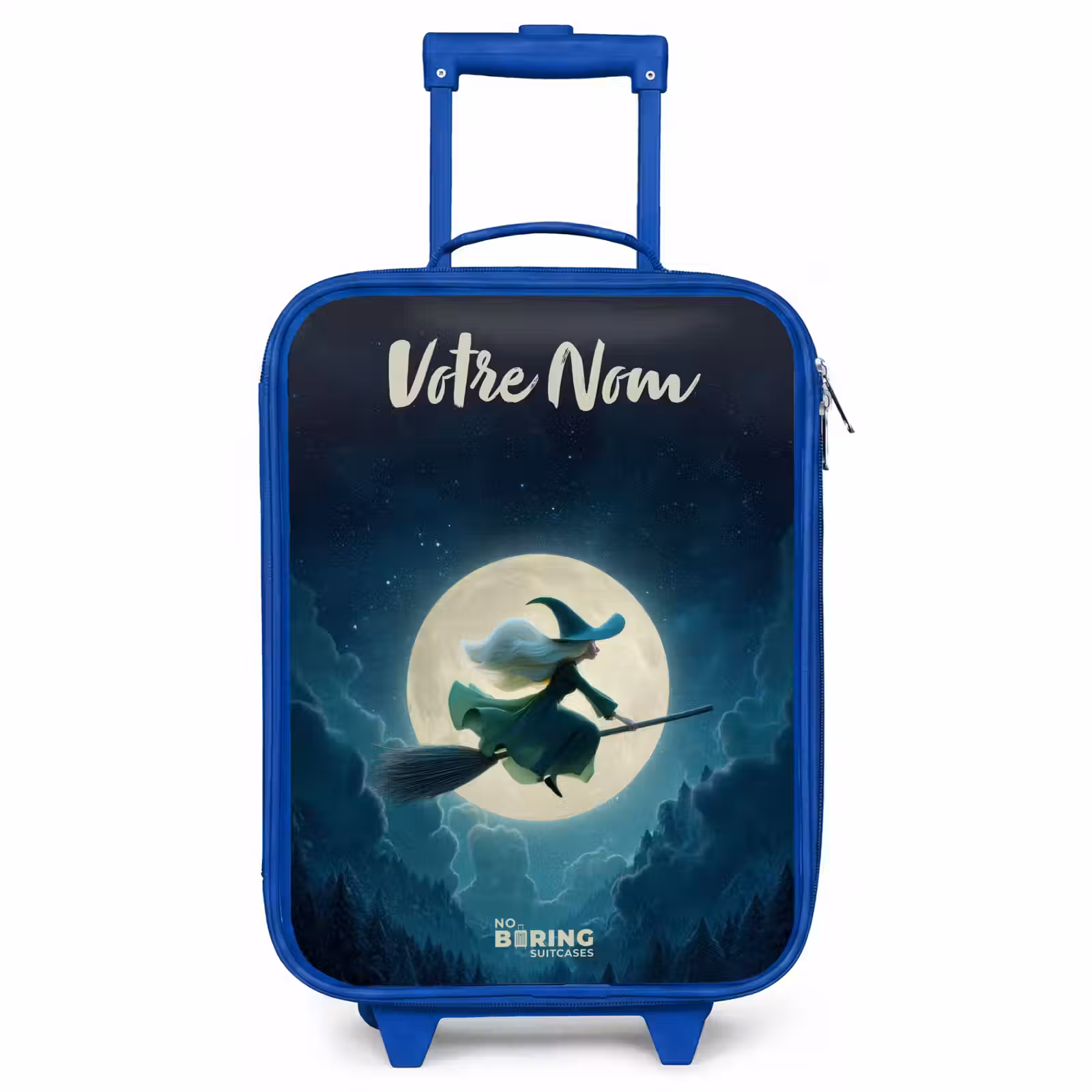 Valise enfant avec nom - Bleu - Vol de nuit au-dessus de la forêt — 1