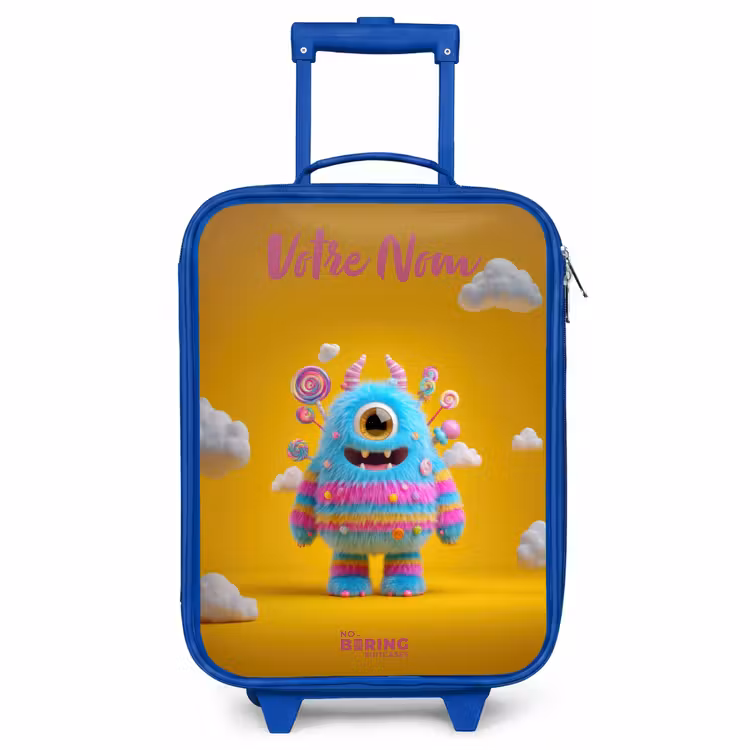 Valise enfant avec nom - Bleu - Bonbons - Monstre - Arc-en-ciel — 1