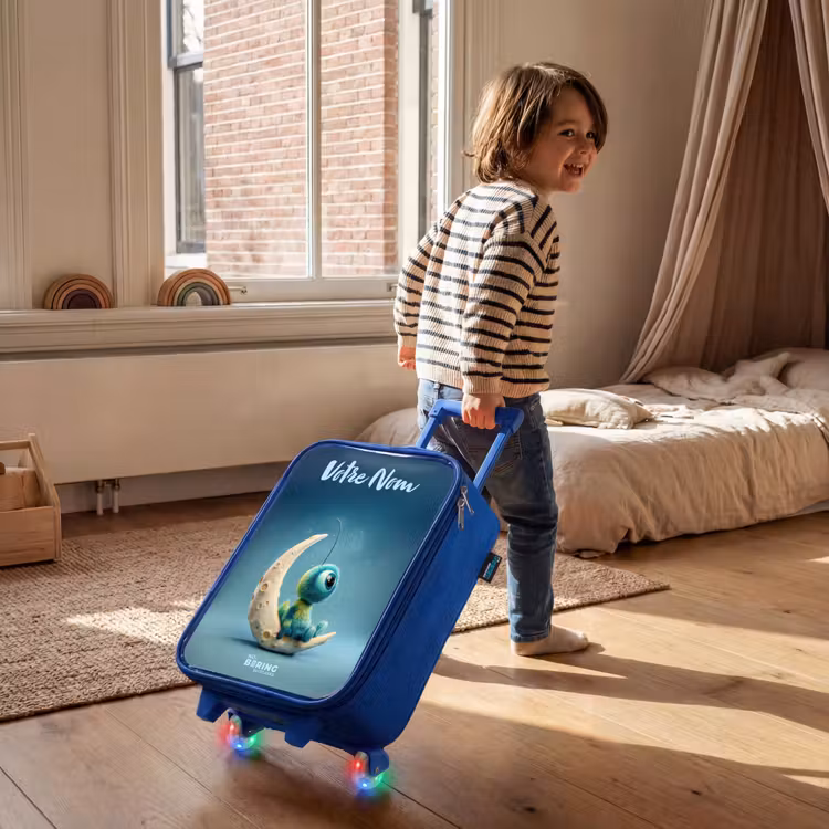 Valise enfant avec nom - Bleu - Créature rêveuse sur la lune — 2
