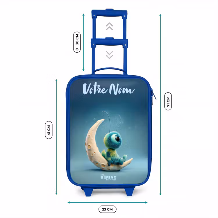 Valise enfant avec nom - Bleu - Créature rêveuse sur la lune — 6