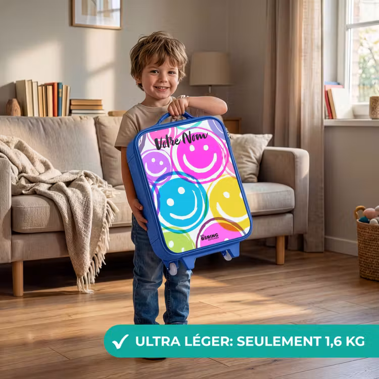Valise enfant avec nom - Bleu - Explosion de sourires colorés — 3