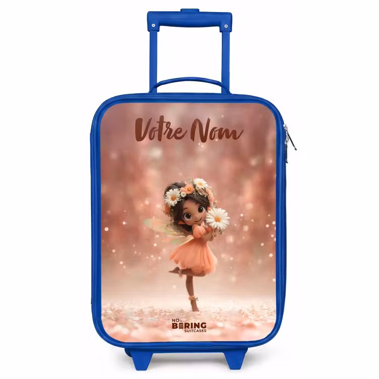 Valise enfant avec nom - Bleu - Fée avec marguerites — 1