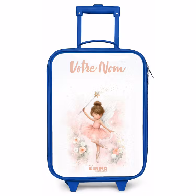 Valise enfant avec nom - Bleu - Fée ballerine en rose — 1