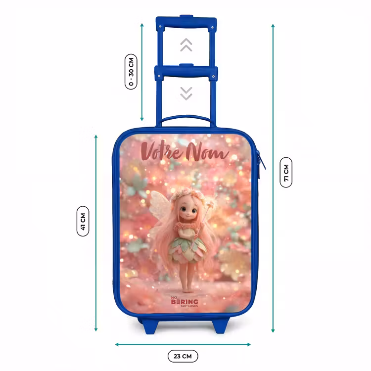 Valise enfant avec nom - Bleu - Fée des fleurs dans un monde de conte de fées rose — 6