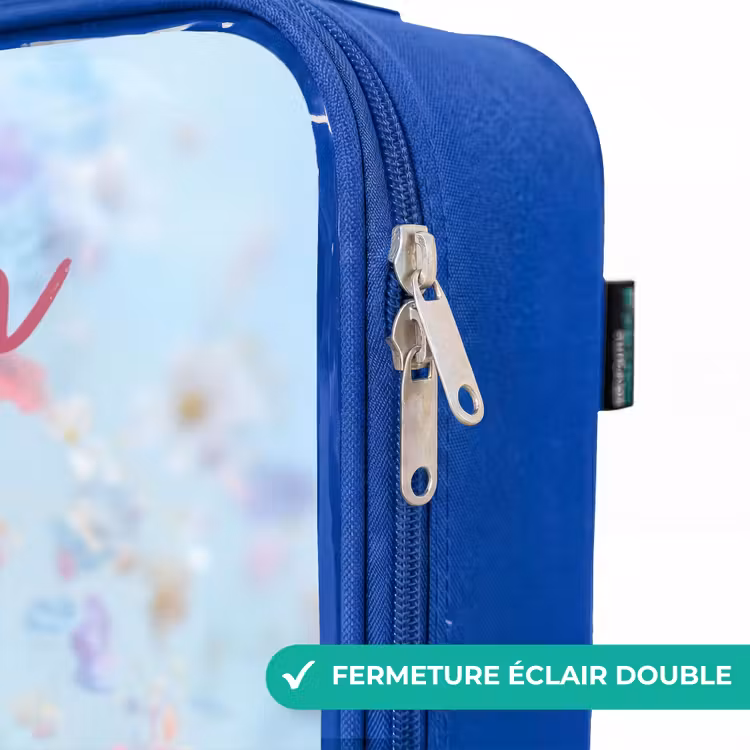 Valise enfant avec nom - Bleu - Fée papillon dans l'air des fleurs — 7