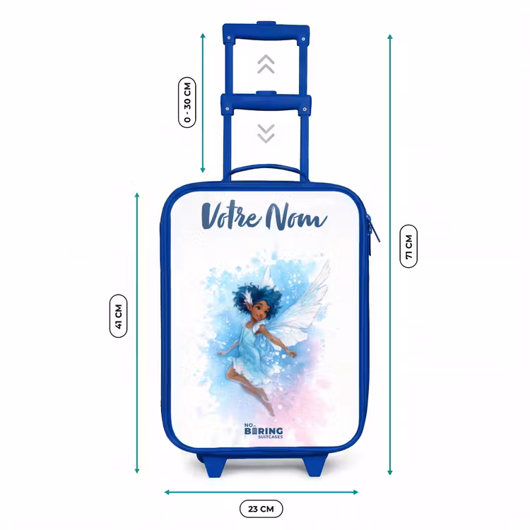 Valise enfant avec nom - Bleu - Fée volante dans les tons bleus — 6