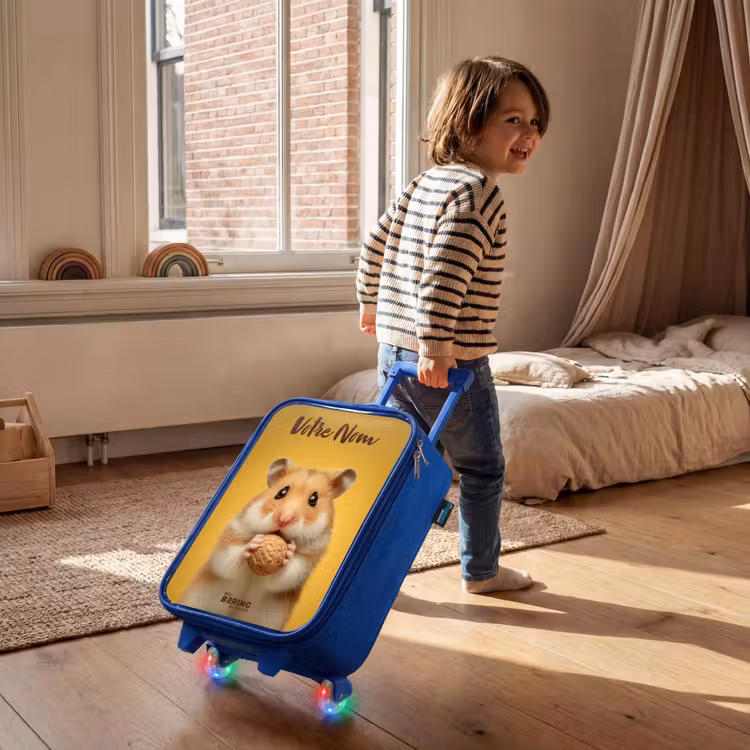 Valise enfant avec nom - Bleu - Hamster - Noyer - Animal — 2