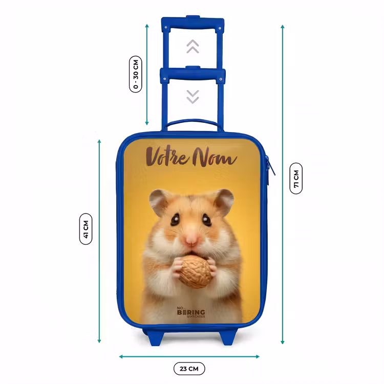 Valise enfant avec nom - Bleu - Hamster - Noyer - Animal — 6