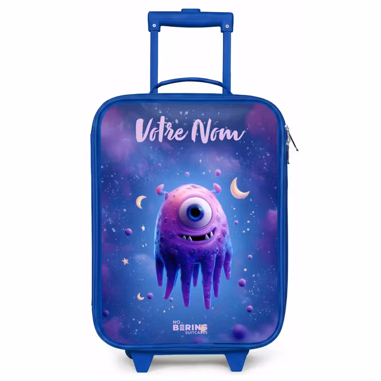 Valise enfant avec nom - Bleu - Joyeuse paire d'yeux dans l'espace — 1