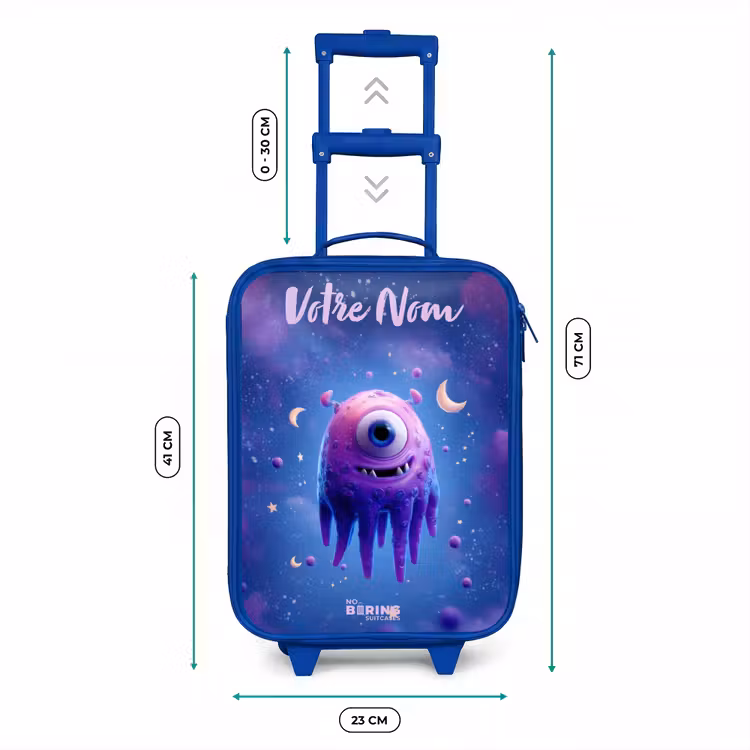 Valise enfant avec nom - Bleu - Joyeuse paire d'yeux dans l'espace — 6