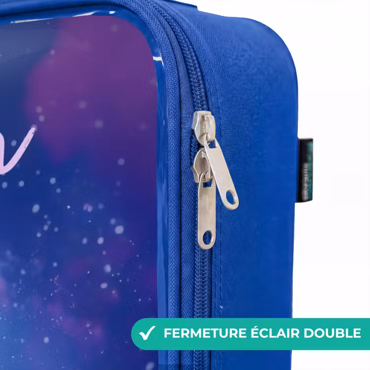 Valise enfant avec nom - Bleu - Joyeuse paire d'yeux dans l'espace — 7