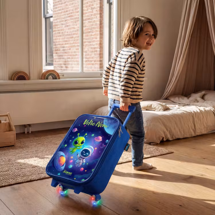 Valise enfant avec nom - Bleu - Joyeuse rencontre dans l'espace — 2