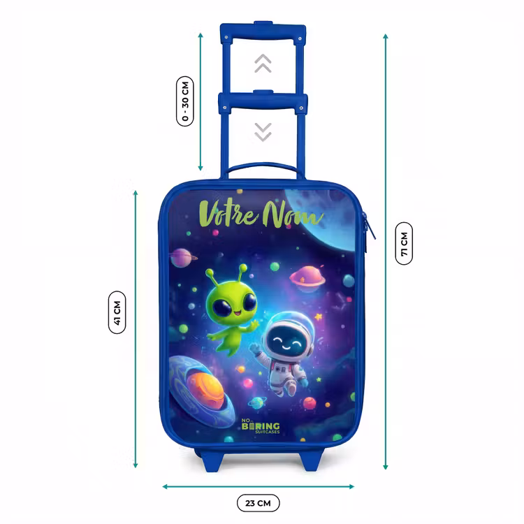 Valise enfant avec nom - Bleu - Joyeuse rencontre dans l'espace — 6