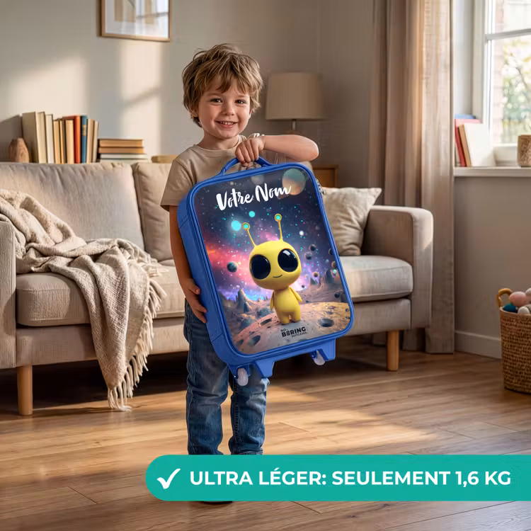 Valise enfant avec nom - Bleu - Joyeux petit extraterrestre — 3