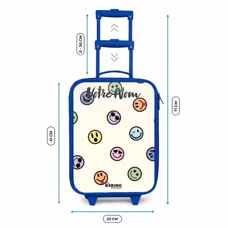 Valise enfant avec nom - Bleu - Mélange de smileys espiègles — 6