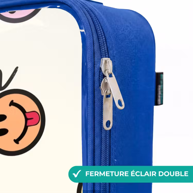 Valise enfant avec nom - Bleu - Mélange de smileys espiègles — 7