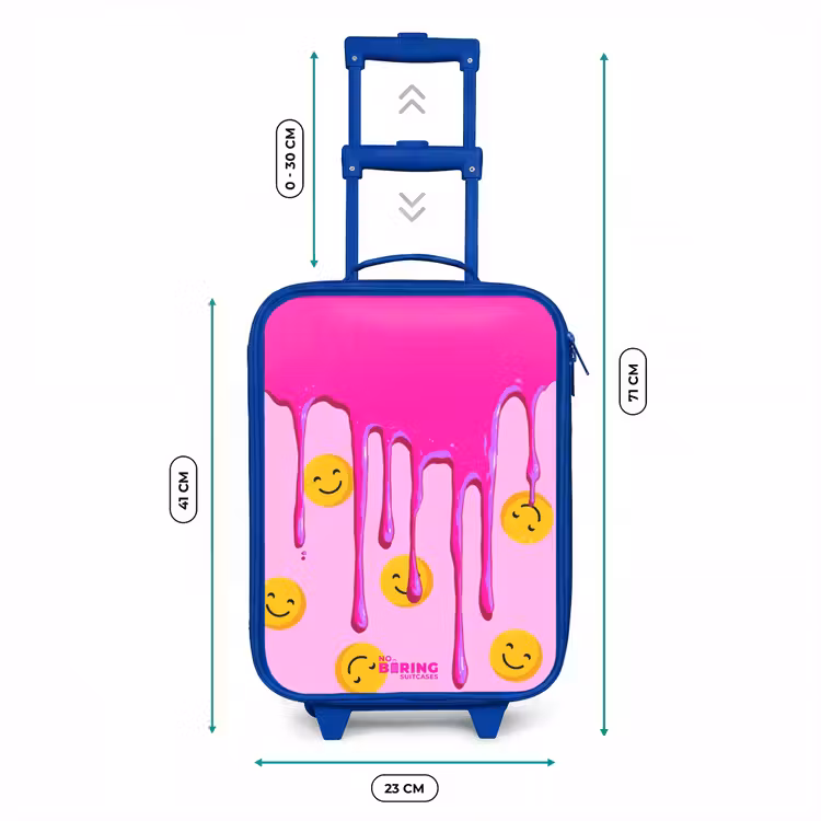 Valise enfant avec nom - Bleu - Peinture - Smiley - Rose — 6