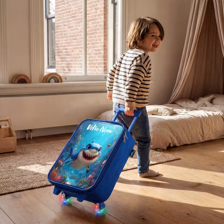 Valise enfant avec nom - Bleu - Récif - Corail - Requin - Animal — 2