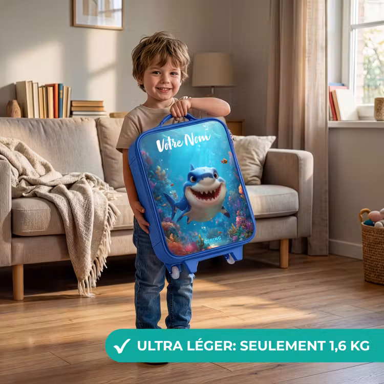 Valise enfant avec nom - Bleu - Récif - Corail - Requin - Animal — 3