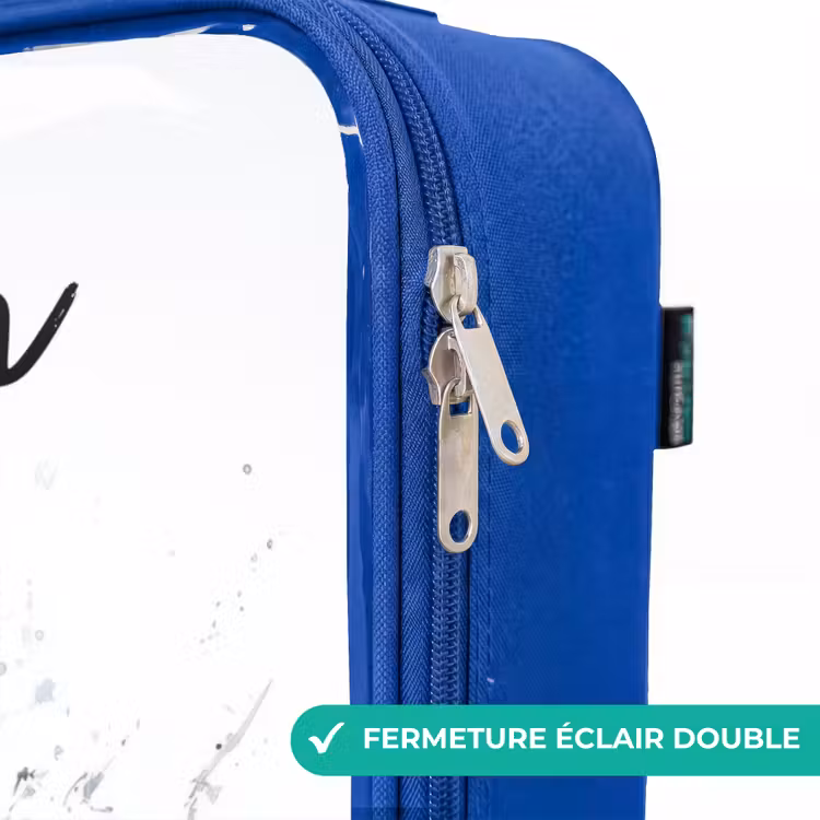 Valise enfant avec nom - Bleu - Requin attaquant à l'aquarelle — 7