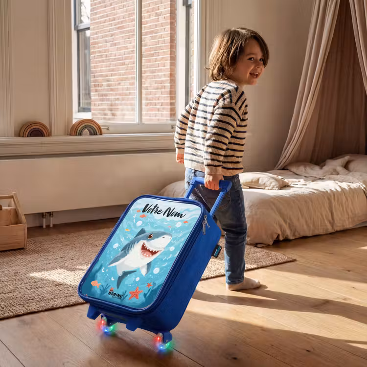 Valise enfant avec nom - Bleu - Requin - Eau - Mer — 2
