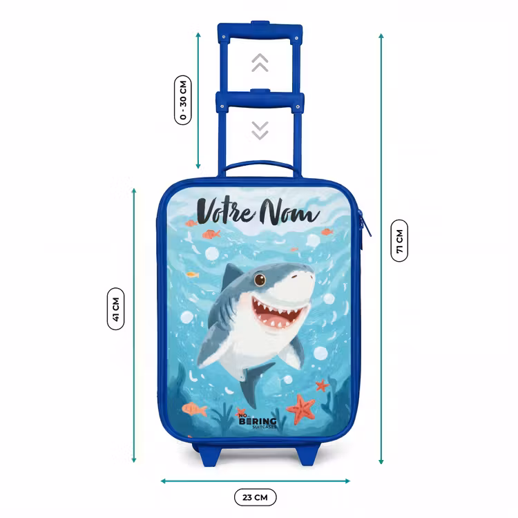 Valise enfant avec nom - Bleu - Requin - Eau - Mer — 6