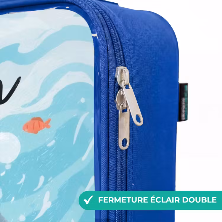 Valise enfant avec nom - Bleu - Requin - Eau - Mer — 7
