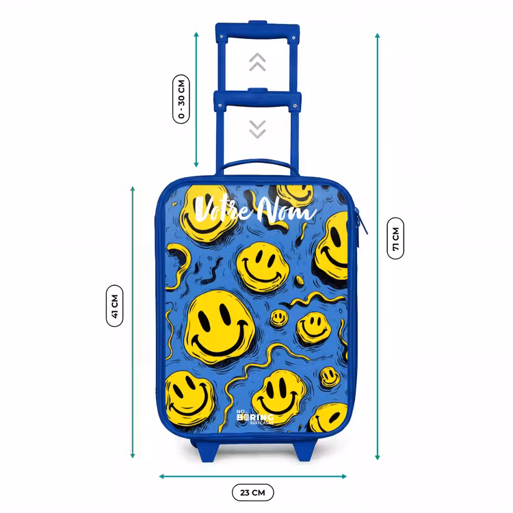 Valise enfant avec nom - Bleu - Smiley - Bleu - Jaune — 6
