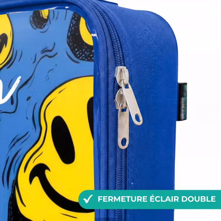 Valise enfant avec nom - Bleu - Smiley - Bleu - Jaune — 7