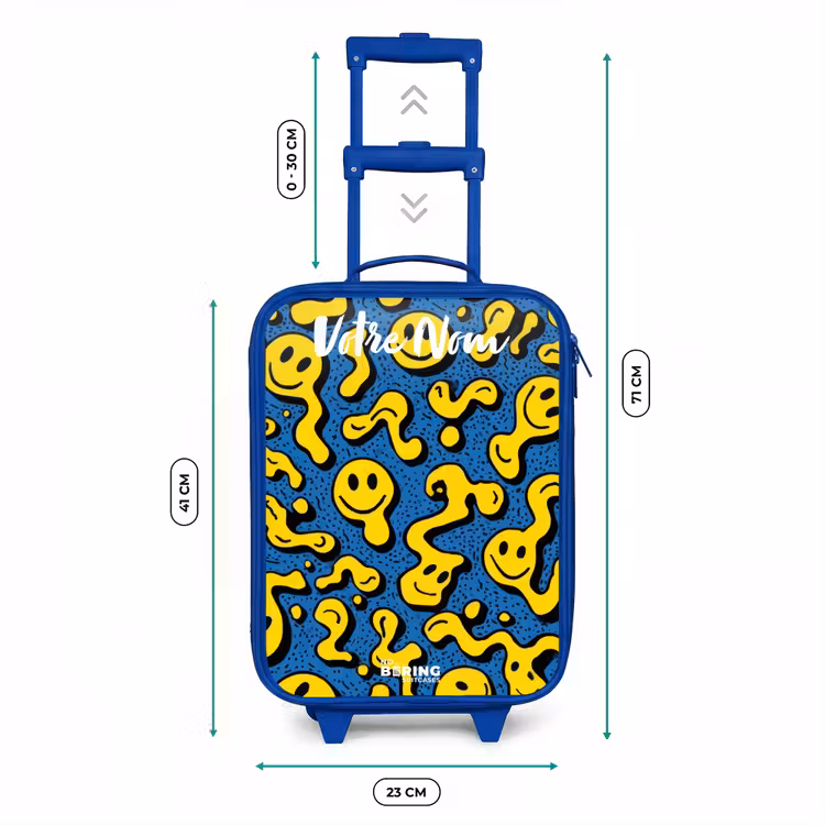 Valise enfant avec nom - Bleu - Smiley - Jaune - Bleu — 6