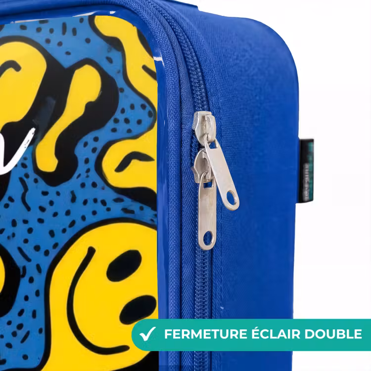 Valise enfant avec nom - Bleu - Smiley - Jaune - Bleu — 7