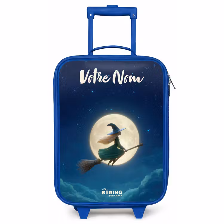 Valise enfant avec nom - Bleu - Sorcière au clair de lune — 1