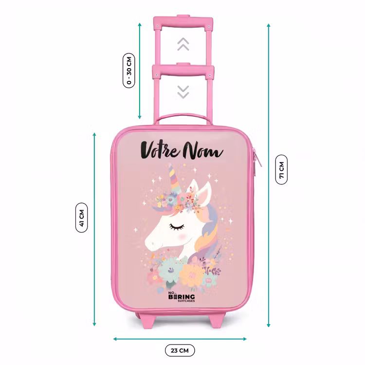 Valise enfant avec nom - Rose - Licorne - Rose - Fleurs — 6