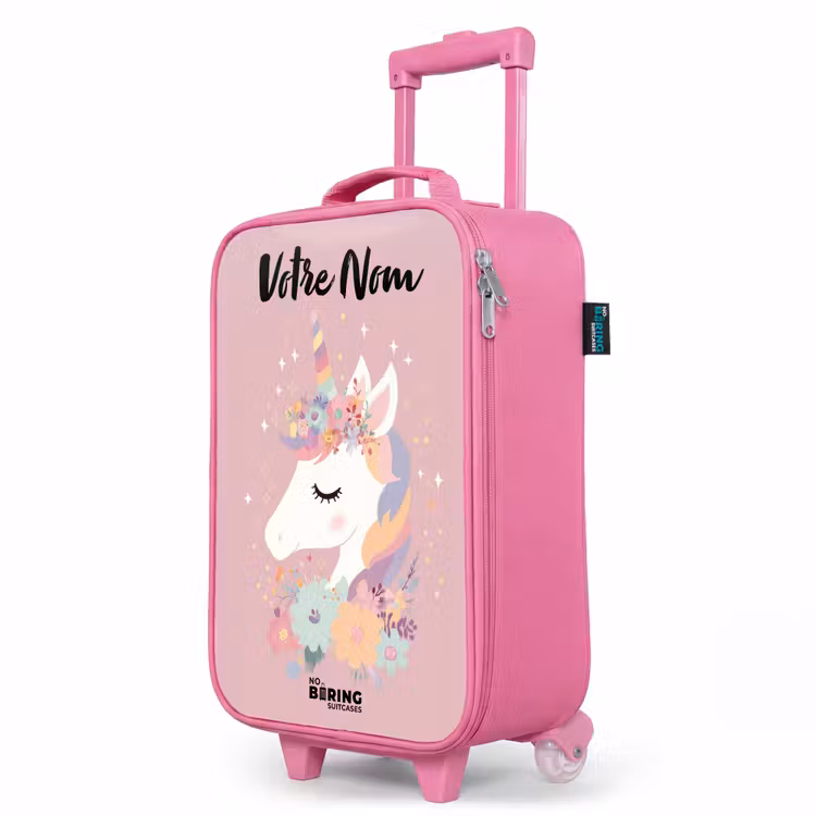 Valise enfant avec nom - Rose - Licorne - Rose - Fleurs — 8