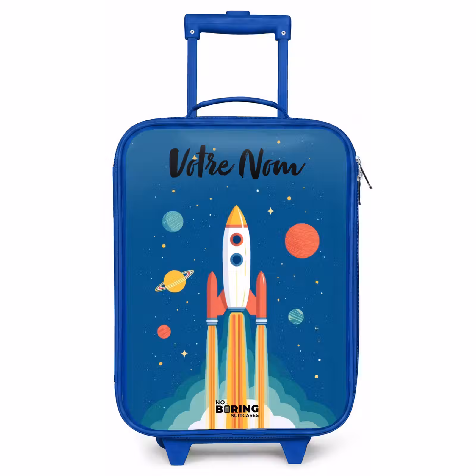 Valise enfant avec nom - Bleu - Fusée - Planète - Étoiles - Multicolore — 1