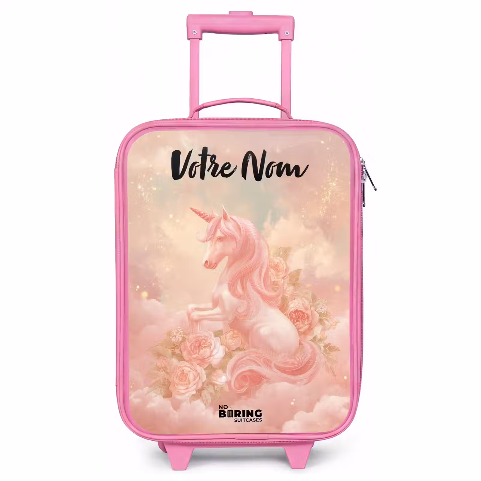 Valise enfant avec nom - Rose - Licorne - Nuages - Rose — 1