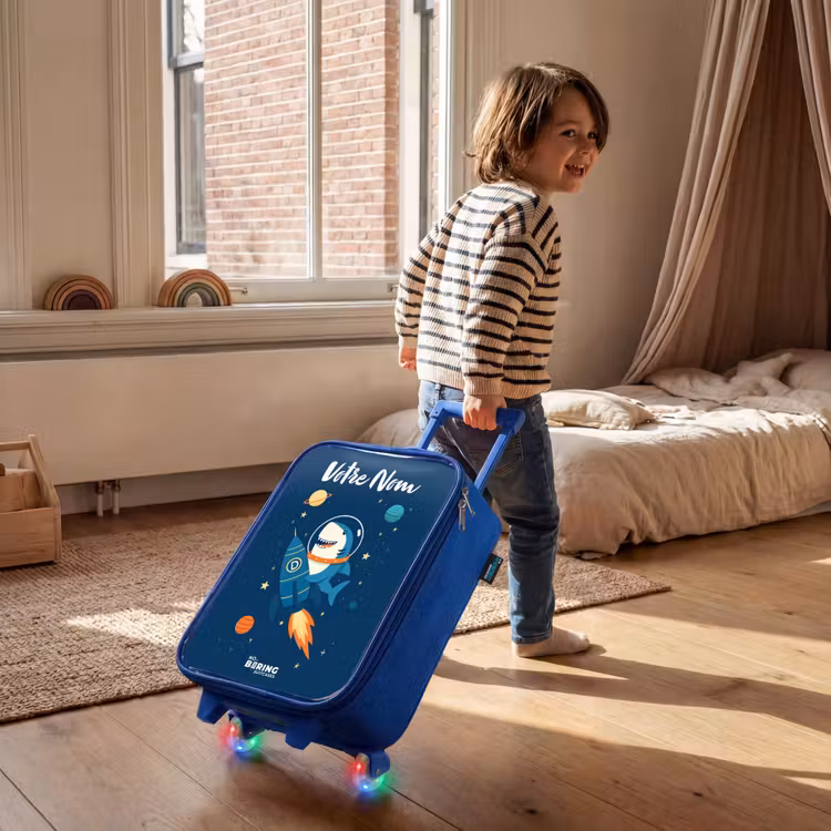Valise enfant avec nom - Bleu - Animal - Espace - Planète - Fusée — 2